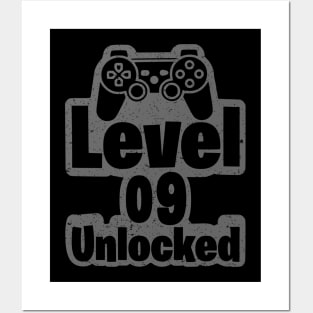 LEVEL 9 UNLOCKED Birthday 9 Year Old Gamer Vintage Posters and Art